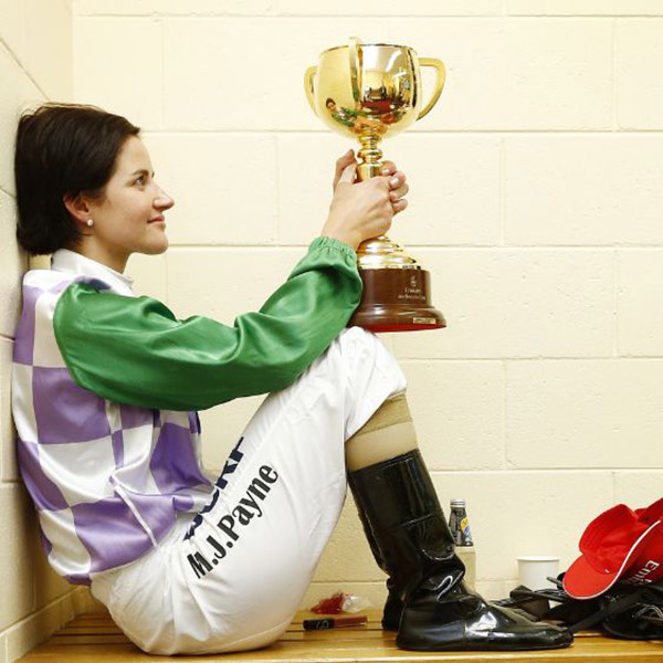 Michelle Payne with the Melbourne Cup post race 2015 (Colleen Petch/Newspix)